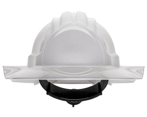Broad Brim Hard Hat White Front-2